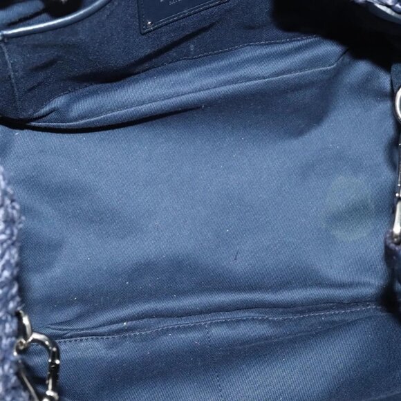 PRADA Canapa PM Hand Bag Raffia Navy Auth am8832 - Picture 11 of 16